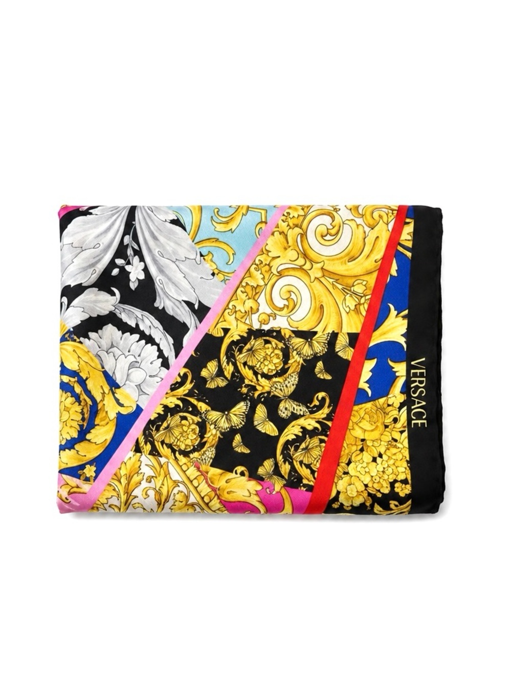 Versace Multicolor Vibrant Silk Scarf with Baroque Design